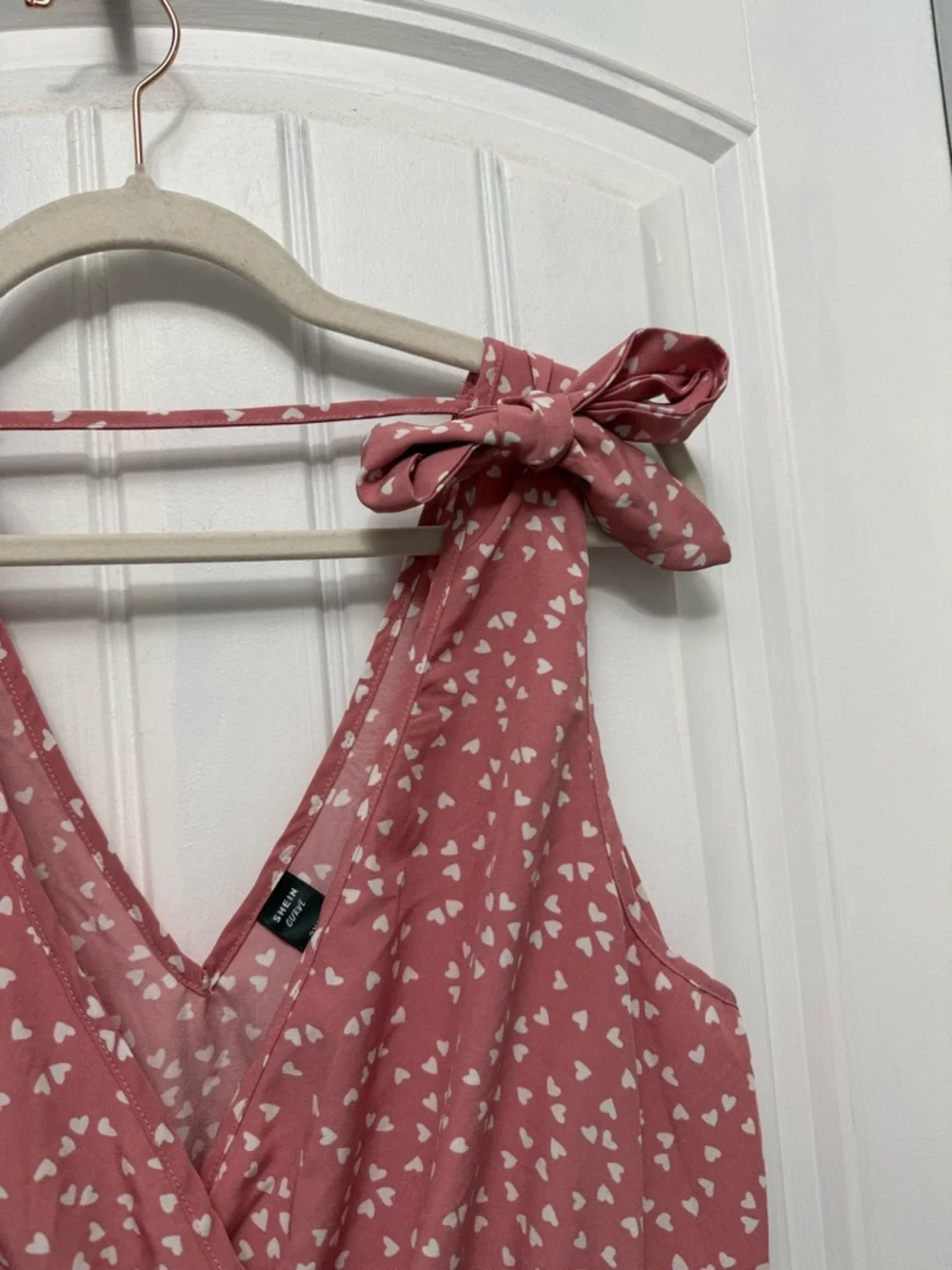 Shein Curve Pink Polka Dot Hearts Sleeveless  Mini Dress W/ Ties 2XL (34-4) - Picture 4 of 13